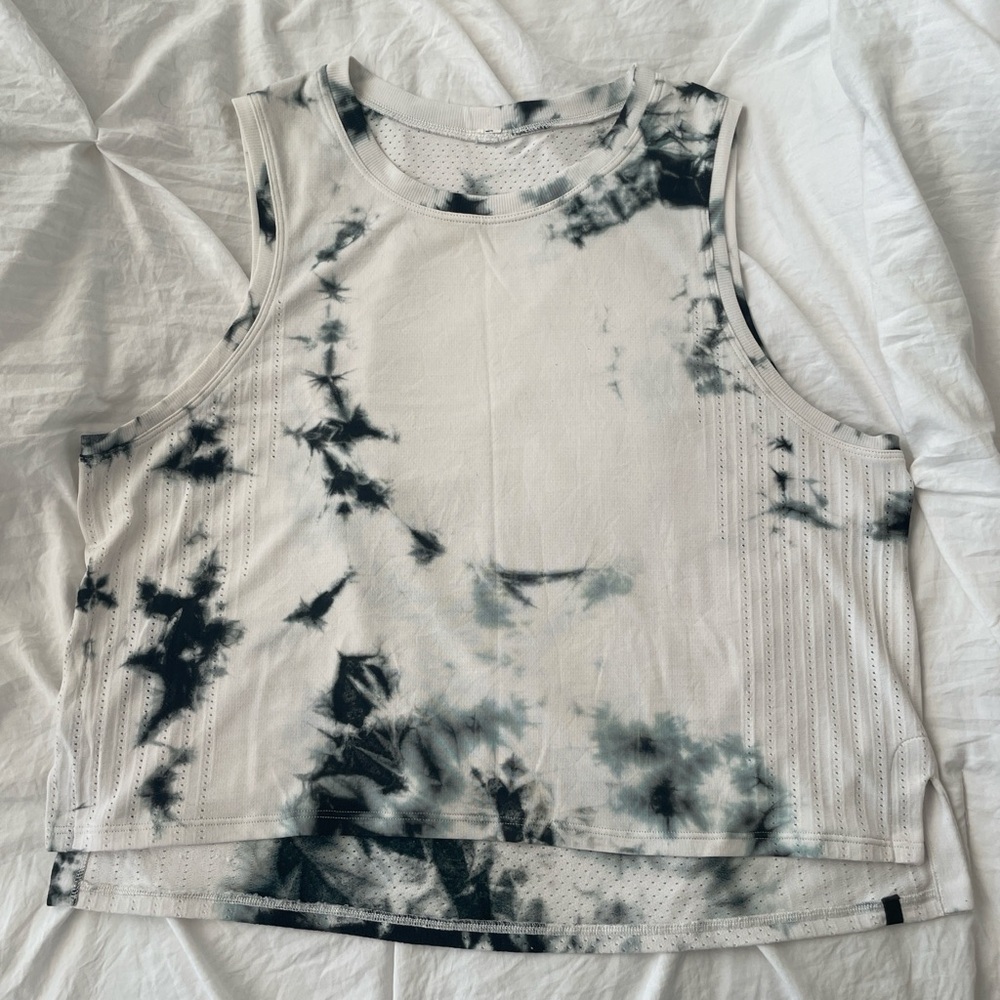 Lululemon Athletica Black and White Tie-Dye Tank Top